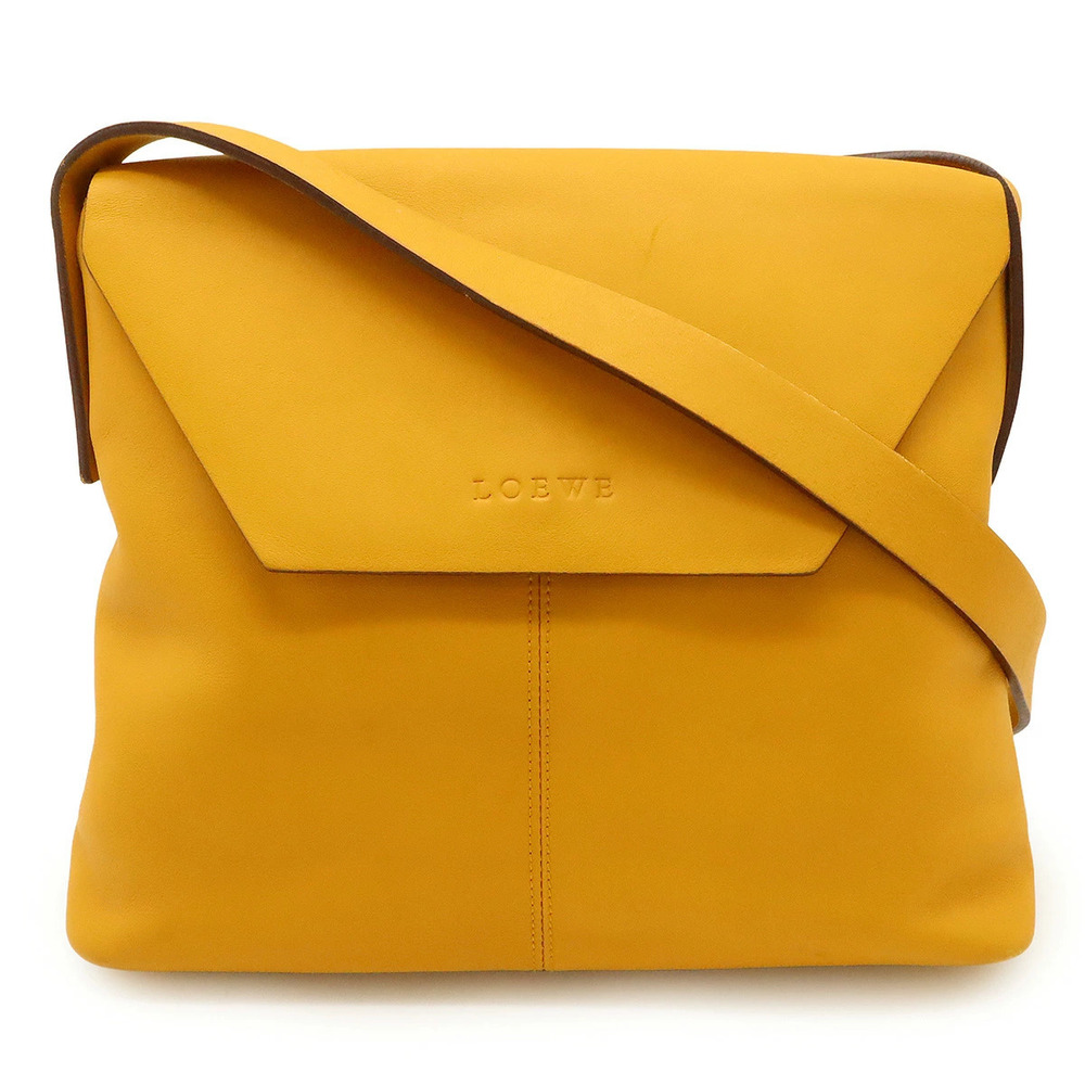 Loewe shoulder bag flap closure leather yellow mustard